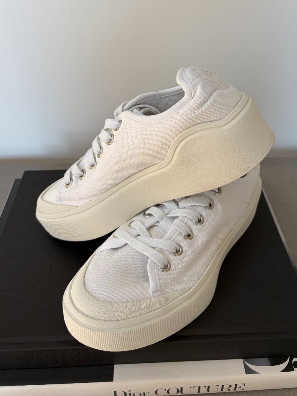ADIDAS BY STELLA McCARTNEY OFF-WHITE COURT CANVAS SNEAKER US 7.5